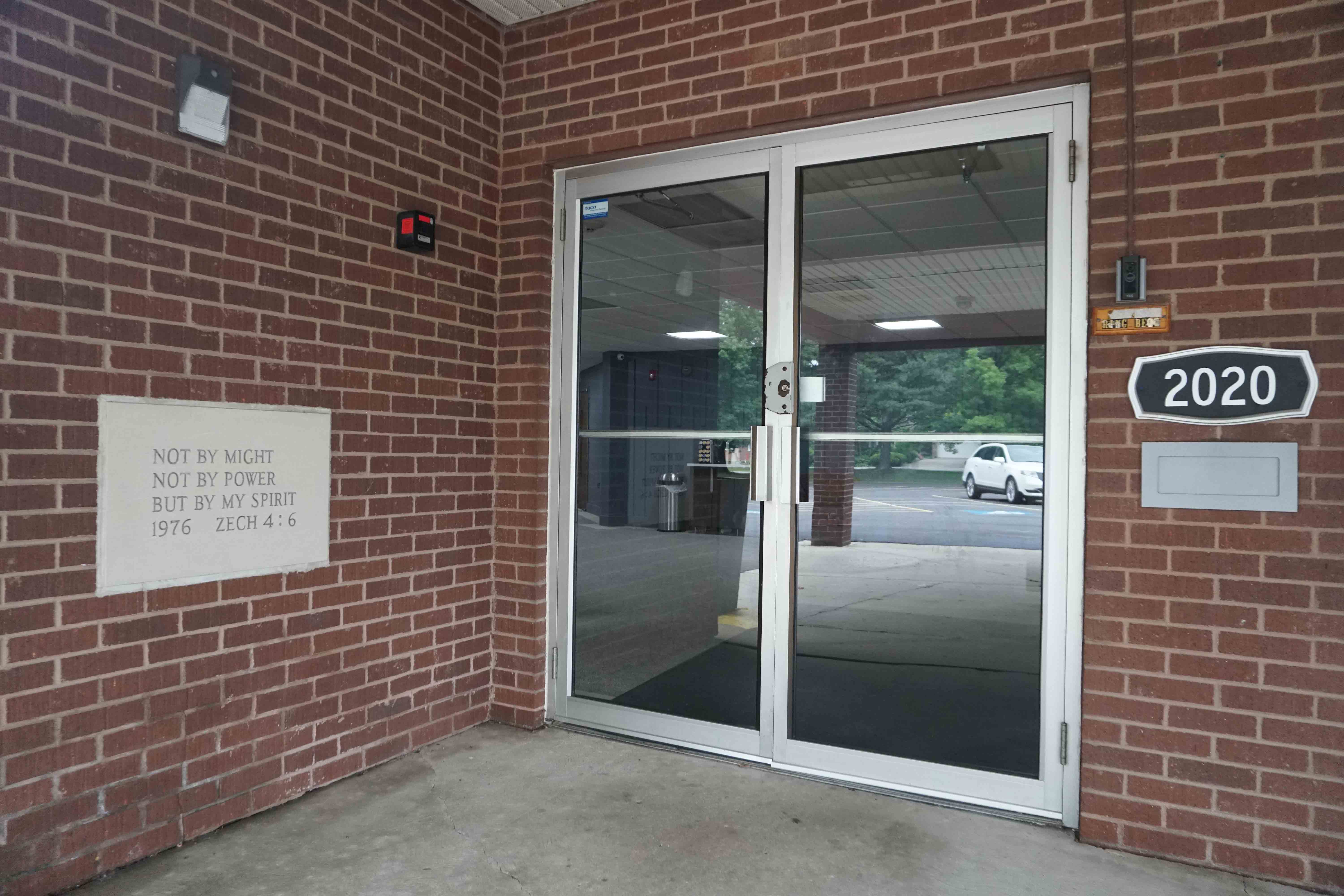 Lombard CR Church Front Doors Angle